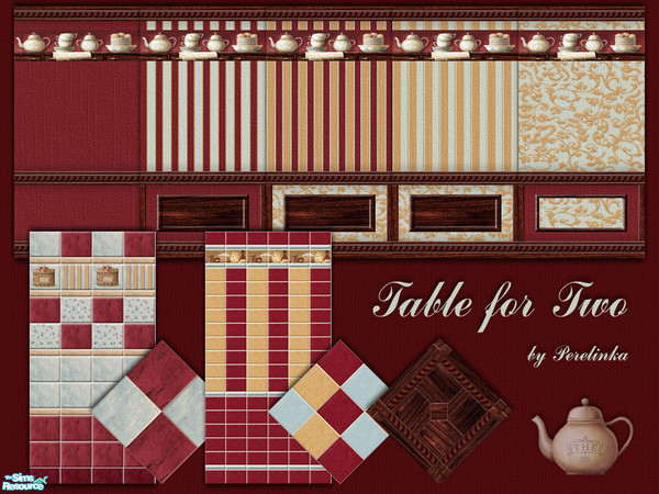 Sims 2 — TABLE FOR TWO by perelinka — Set of walls and floors great for elegant restaurant for full interior decoration.