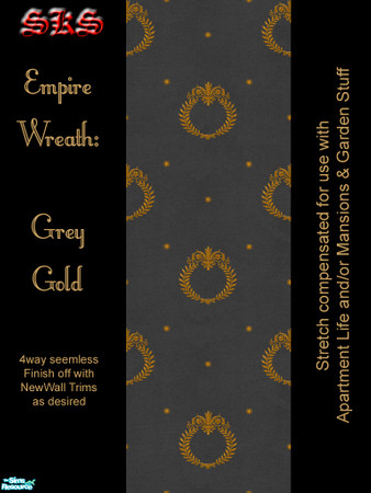 Sims 2 — Gold Empire Wreath AL Set - Grey by 71robert13 — Golden Laurel Wreaths, Classical scroll work and stars