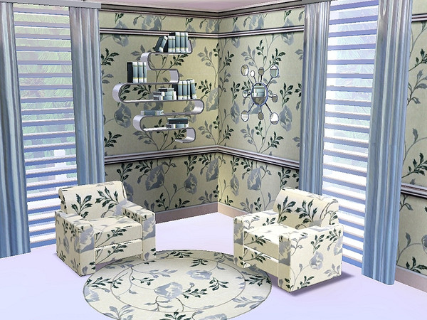 Sims 3 — marcorse_poppy wall pattern by marcorse — A muted, elegant pattern featuring a poppy spray and foliage. 