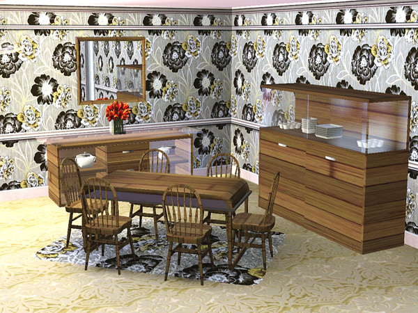 Sims 3 — marcorse_antique rose pattern by marcorse — An older style wallpaper pattern in the cabbage rose style - this