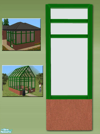 Sims 2 — Greenhouse Wall - Spice - Green Frame by Shakeshaft — Part of a new mesh set of Greenhouse walls, there are 6