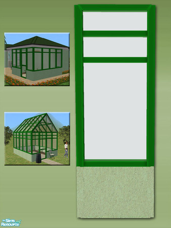 Sims 2 — Greenhouse Wall - Green - Green Frame by Shakeshaft — Part of a new mesh set of Greenhouse walls, there are 6