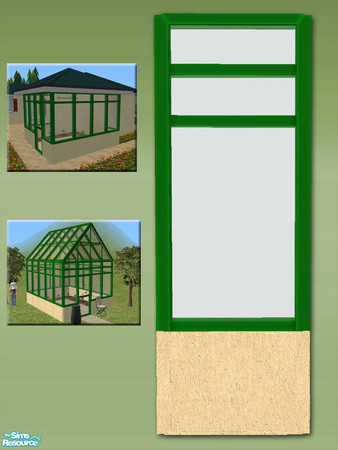 Sims 2 — Greenhouse Wall - Buttercream - Green Frame by Shakeshaft — Part of a new mesh set of Greenhouse walls, there