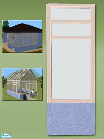 Sims 2 — Greenhouse Wall - Blue - White Frame by Shakeshaft — Part of a new mesh set of Greenhouse walls, there are 6
