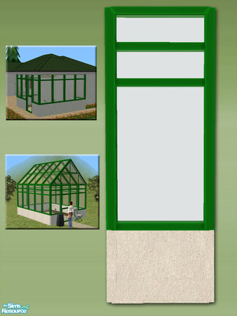 Sims 2 — Greenhouse Wall - White - Green Frame by Shakeshaft — Part of a new mesh set of Greenhouse walls, there are 6