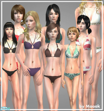 Sims 2 — Maaak Fashion set no. 23 by Maaak — Set of 8 different swimwear for teens + 1 new mesh.