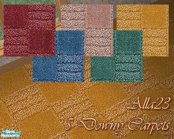Sims 2 — Downy Carpets Set by Semitone — 5 colors of downy carpets