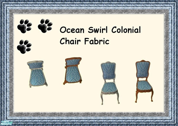 Sims 2 — Dolphin Cove - Dining Room - Ocean Swirl Colonial Dining Chair Fabric  by MinnieMinPin — 