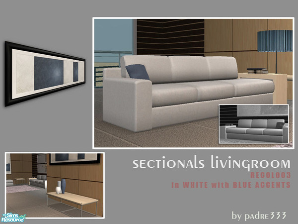 Sims 2 — Sectionals Recol003 White - Sectionals Sofas Recol003 White by Padre — Recolour of the Sectionals Livingroom in