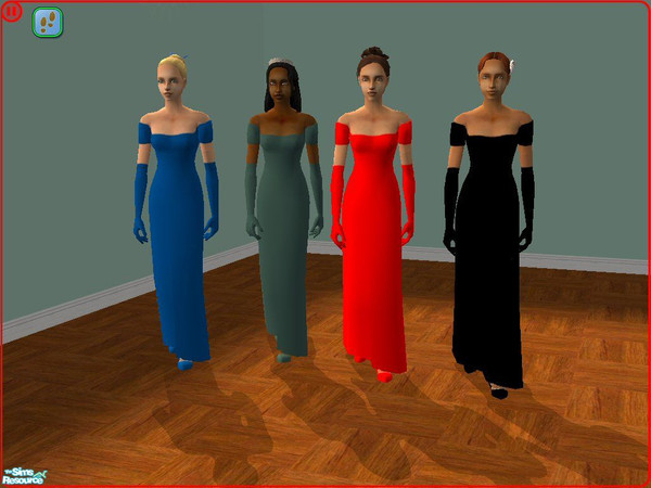 Sims 2 — Bold Formals by gil_shalos — 4 Formal Gowns in bold colours and one in black. Dress is from the base game