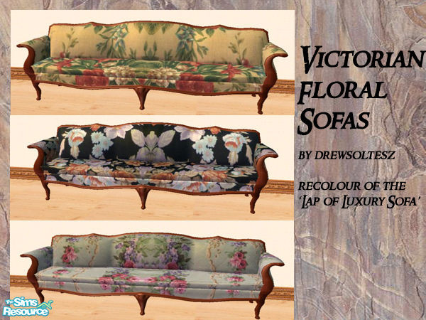 Sims 2 — Victorian Floral Sofas by drewsoltesz — A recolour of the Sims 2 original object \"Lap of Luxury