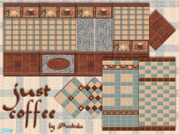 Sims 2 — JUST COFFEE by perelinka — Set of walls and floors with coffee motif. Great for cafeteria or small restaurant
