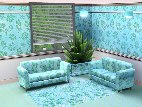 Sims 3 — marcorse_ green fronds pattern by marcorse — A basic repeat pattern of twiggy stems with green leaves.