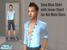 Sims 2 — Sexy Blue Shirt with jeans Short for Hot Male Sims by hugomdu142 — Here\'s my first submission, i hope you\'ll