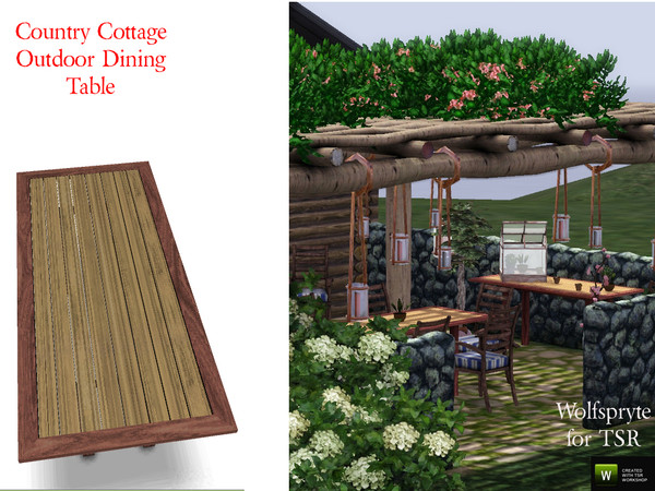 Sims 3 — Country Cottage Outdoor Dining Table by wolfspryte — part of the Country Cottage Outdoor Collection