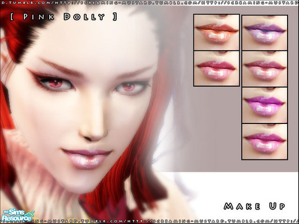 Sims 2 — [ Pink Dolly ] - Make Up by Screaming_Mustard — A new set of six super wet-look lipsticks for you guys :3 Enjoy!