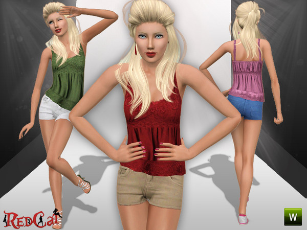 Sims 3 — Daily Set by RedCat — The Set Includes: Top and Shorts. Top: 1 Recolorable Pallet. 3 Styles. Game Mesh. Shorts: