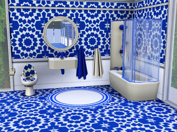 Sims 3 — marcorse_electric blue pattern by marcorse — A large and vivid geometric pattern - white on an electric blue