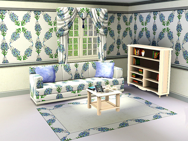 Sims 3 — marcorse_delphis blue pattern by marcorse — Styised delphinium stalks are arranged in a open diamond shape, with
