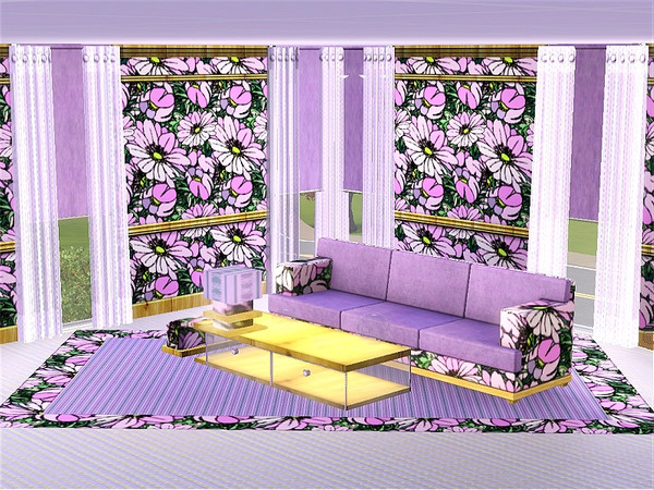 Sims 3 — marcorse_ranunculus pattern by marcorse — A pink ranunculus flower, it's buds and foliage in a bold, allover