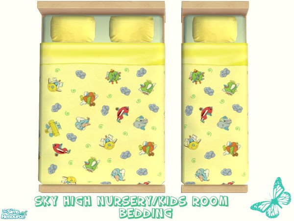 Sims 2 — Sky High Nursery/Kids Room - Bedding by sinful_aussie — Sky high bedding with cute planes and helicopters!