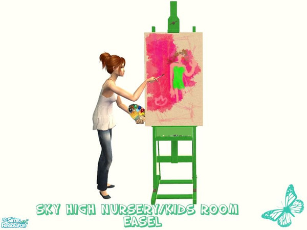 Sims 2 — Sky High Nursery/Kids Room - Easel by sinful_aussie — Bright green easel for sky high nursery/kids room.