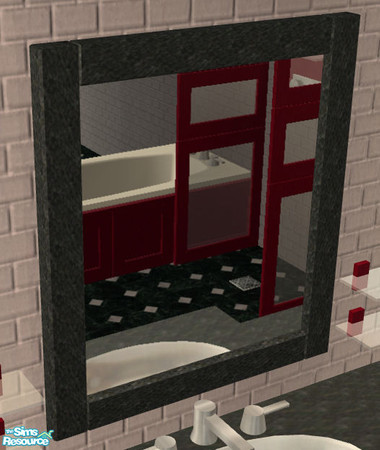 Sims 2 — Just Red bathroom -  Mirror by H3wwy — Per request, a deep red glamorous recolour of the Campagne bathroom by
