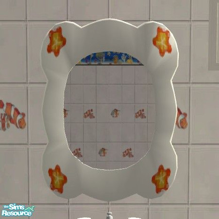 Sims 2 — Under the Sea Kid\'s Bath - Mirror by Riverwillows — Cute bathroom, decorated with fishies and sea life. Perfect