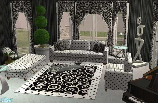 Sims 2 — Going Dotty White Dots by H3wwy — Here you have style, and versatile decorating in one easy shot! 4 colourways