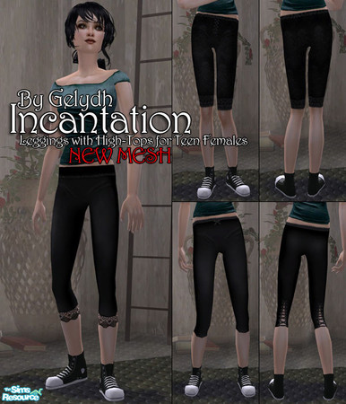 Sims 2 — Incantation - Leggings and High-Tops for Teen Females  by gelydh — New bottoms mesh for TEEN females and a set