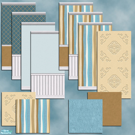 Sims 2 — TC73 Wall and Floor Set by HugeLunatic — Large set of mix and match walls and floors using textures from the