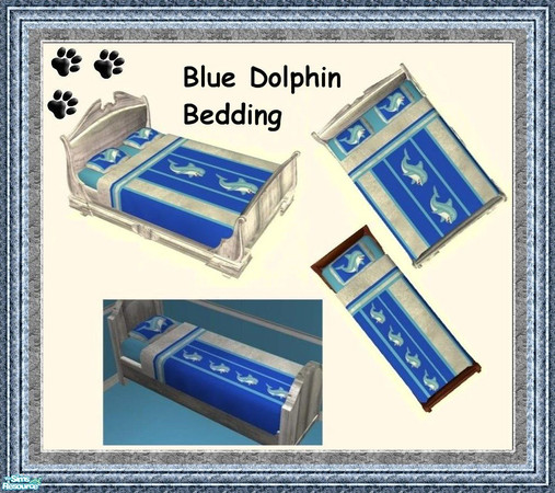 Sims 2 — Dolphin Cove Bedroom - 2 Tone Blue Dolphin Bedding  by MinnieMinPin — 