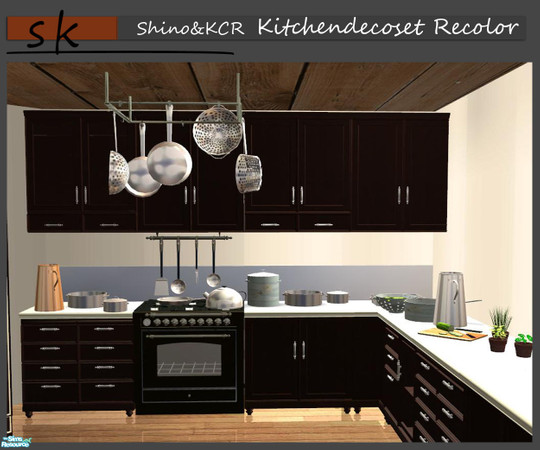 Sims 2 — PB Kitchen Decoset Recolors by ShinoKCR — Recolors for the Pots in Silver and Bluedistressed, Backsplash in