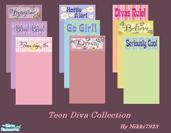 Sims 2 — Teen Diva Collection by nikki7923 — Give your Sim teens some attitude and personality with these wallpapers.