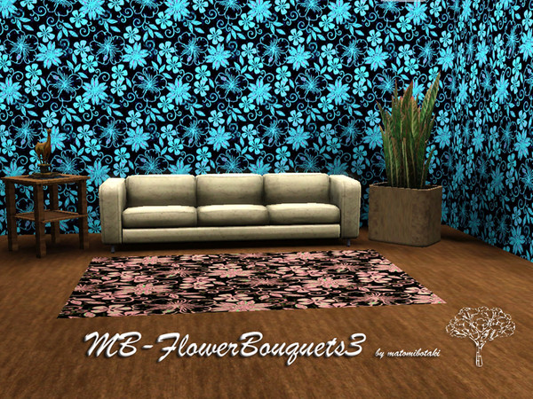Sims 3 — MB-FlowerBouquets3 by matomibotaki — Floral pattern in blue, pink and touquise, 3 channel, to find under Theme.