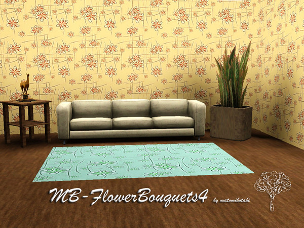 Sims 3 — MB-FlowerBouquets4 by matomibotaki — Floral pattern in red, orange and beige, 3 channel, to find under Theme.