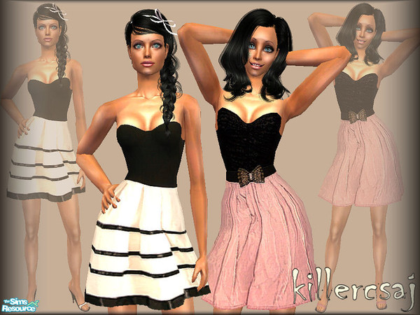 Sims 2 — Pleated tube dress set by killercsaj — There are two formal dress in this set for NataliS\' mesh.