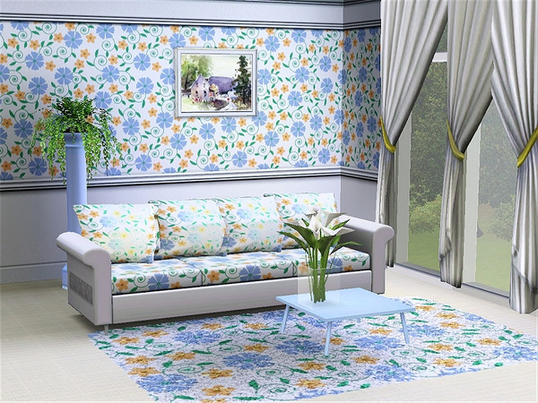 Sims 3 — marcorse_pinwheels pattern by marcorse — An allover, repeat pattern of small blue flowers, accented with smaller