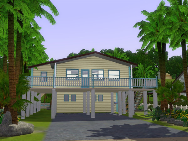 Sims 3 — Pescadero by happyyasu092 — Oceanfront, house on piles, 2 bedrooms, small porch and lots of palms, what else is