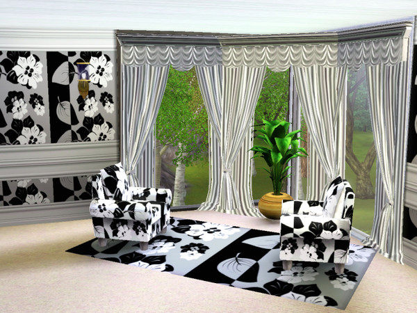 Sims 3 — marcorse_inside out by marcorse — A striking black and white pattern of poinsettia flowers and leaves, in a sort