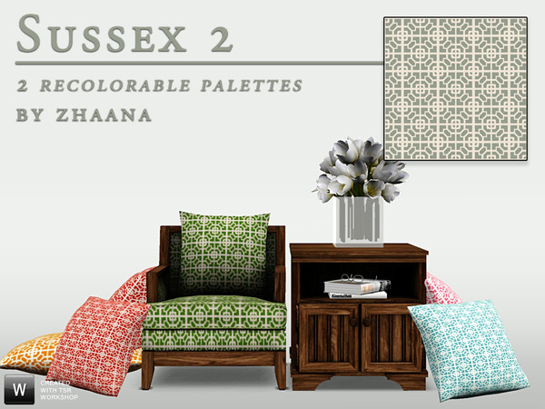 Sims 3 — Sussex 2 by Zhaana — Small scale of this geometric design in ivory and duck egg colors. It can be used in any
