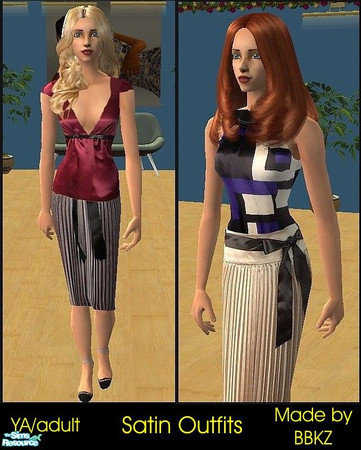 Sims 2 — Satin Outfits - *update* by BBKZ — Need FREE mesh (link below)...