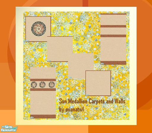 Sims 2 — Sun Medallion Carpets and Walls by mianatw1 — Bring some fun into your Sims home with the Sun Medallion Set!