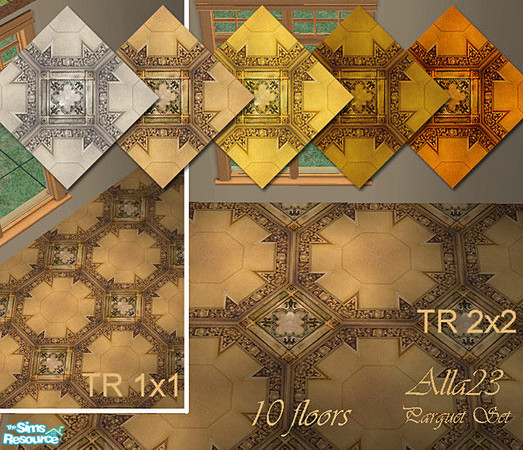 Sims 2 — Parquet Set - 10 floors by Semitone — The set includes: 5 colors of parquet - tile repeat 1x1, and the same 5