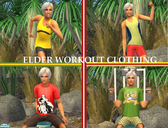 Sims 2 — Elder Workout Clothing by windgirl — Various styles of workout clothing for elder sim men.