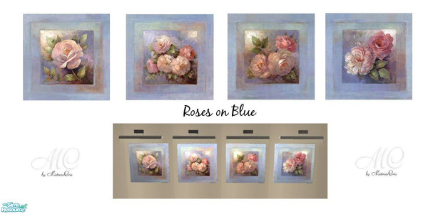 Sims 2 — Roses on Blue Set by mistresscris — These paintings can be found under \"B-Stroke\". Created by