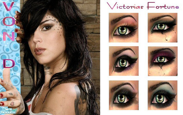 Sims 2 — VF Von D Eyeshadow Collection by fortunecookie1 — Inspired by Kat Von D\'s unique look and style. Here are six