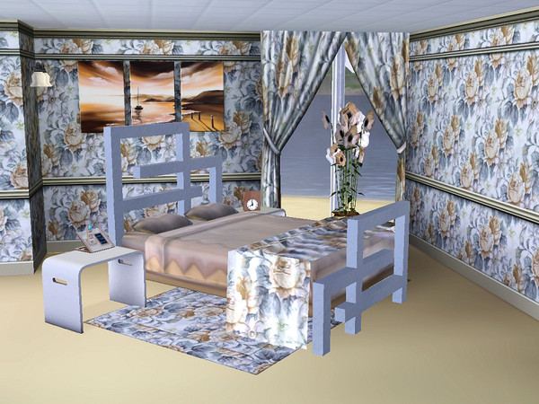 Sims 3 — marcorse_cabbage rose pattern by marcorse — A traditional wallpaper pattern featuring cabbage roses and foliage