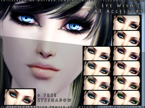 Sims 2 — [ Eye Wish ] - AF Accessory by Screaming_Mustard — Ola. This is a set of 10 new thick scene lashes, built on a
