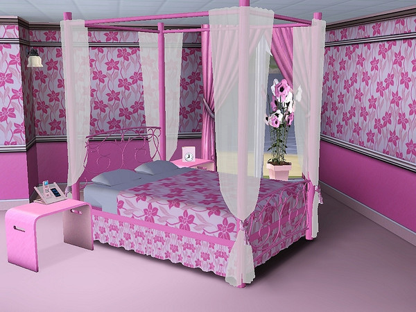 Sims 3 — marcorse_hibiscus strings pattern by marcorse — Stylised hibiscus flowers and leaves in a vertical repeat